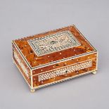 Anglo-Indian Tortoiseshell and Ivory Mounted Sandalwood Dresser Box, Vizagapatam, mid 20th century,