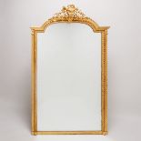 Louis XVI Style Giltwood Overmantle Mirror, early-mid 20th century, 70 x 42.5 in — 177.8 x 108 cm