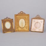 Three French Ormolu Easel Frames, 19th century, tallest 6.75" x 4.9" — 17.1 x 12.5 cm. (3 Pieces)