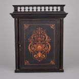 French Inlaid Ebony Hanging Triptych Mirror, mid 19th century, closed 18.5" x 15.2" — 47 x 38.5 cm.