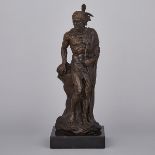 Patinated Bronze FIgure of a Native American, 20th century, height 18.5 in — 47 cm