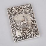 Edwardian Silver Repoussé ‘Stag’ Card Case, Harold Crisford & William Norris, Birmingham, 1902, heig