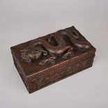 Chinoiserie Dragon Carved Oak Humidor, 1900, 5.1" x 12" x 6.9" — 13 x 30.5 x 17.5 cm.