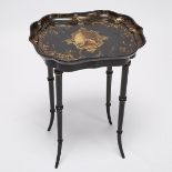 Small Victorian Papier Maché Tray Table, 19th century,, 21.25 x 16.75 x 13 in — 54 x 42.5 x 33 cm