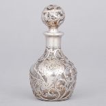 American Silver Overlaid Glass Perfume Bottle, late 19th century, height 3.9 in — 10 cm