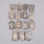 Fifteen North American Silver Vesta Cases, late 19th/early 20th century, largest height 2.7 in — 6.8