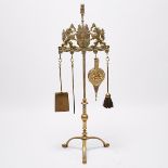 Tall Renaissance Revival Brass Fire Tool Stand, early 20th century, height 52 in — 132.1 cm