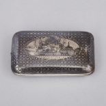 Middle Eastern Nielloed Silver Cigarette Case, c.1900, length 3.5 in — 8.9 cm