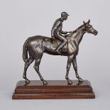 Patinated Bronze Equestrian Group of a Jockey and His Mount, mid 20th century, height 12.5 in — 31.8