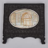 Company School Indian Miniature on Ivory of a Taj Mahal Interior, 19th century, 7.25 x 7.25 in — 18.