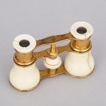 Pair of Scottish Ivory Mounted Gilt Metal Opera Glasses, Gardner & Co., Glasgow, 1860-1883, height 2