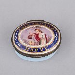 Bilston Enamel Patch Box, c.1800, 9 x 1.7 x 1.45 in — 22.9 x 4.3 x 3.7 cm