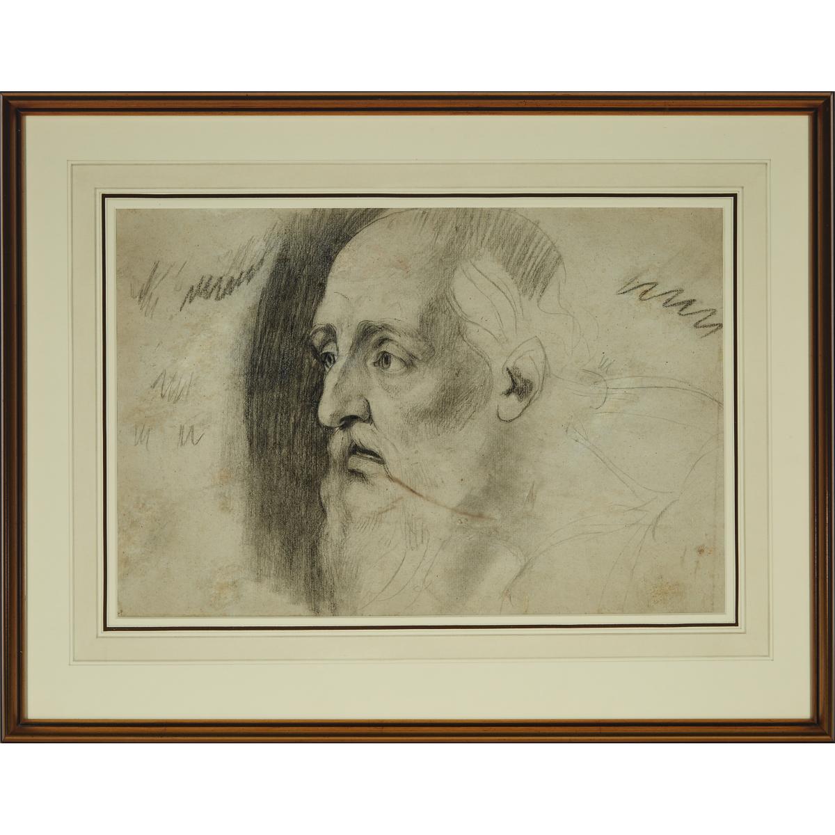 George Romney (1734-1802), HEAD OF A BEARDED MAN (PRESUMED TO BE KING LEAR); PROSTRATE CLASSICAL FEM - Image 2 of 7