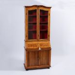 Austrian Parquetry Secretaire Bookcase, early 19th century, 91 x 39 x 19.5 in — 231.1 x 99.1 x 49.5