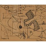 Stuart Davis (1892 - 1964), UNTITLED, Black pen and ink drawing on the verso of a sheet of beige-col