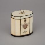 Anglo-Indian Ebony Strung Ivory Veneered Octagonal Tea Caddy, early 19th century, height 4.75 in — 1