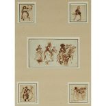 Sir David Wilkie (1785-1841), FIVE STUDIES FOR “THE PENNY WEDDING”, CIRCA 1818, Five pen and sepia i