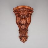 Large Napoleon III Carved Walnut Bracket Shelf, 19th century, 19.75 x 13 x 8 in — 50.2 x 33 x 20.3 c