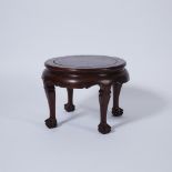 A Suanzhi Hardwood Carved Low Table, 19th Century, 十九世紀 酸枝矮圓几, 15.7 x 21.7 in — 40 x 55 cm