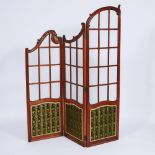 French Carved Walnut Glazed and Upholstered Folding Screen, 19th century, 72.25 x 63 in — 183.5 x 16