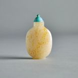 A White and Light Russet Jade Snuff Bottle, 18th/19th Century, 十八／十九世紀 白玉鼻煙壺, height 2.7 in — 6.8 cm