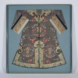 A Silk Embroidered Silver-Ground Robe, 19th Century, 十九世紀 打籽繡銀地花卉香爐紋人物故事女袍, overall 48.4 x 46.1 in —