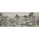 Jing Yuan, Landscape Long Scroll, 靜園先生 山水 水墨紙本 手卷, image 9 x 116 in — 22.9 x 294.6 cm