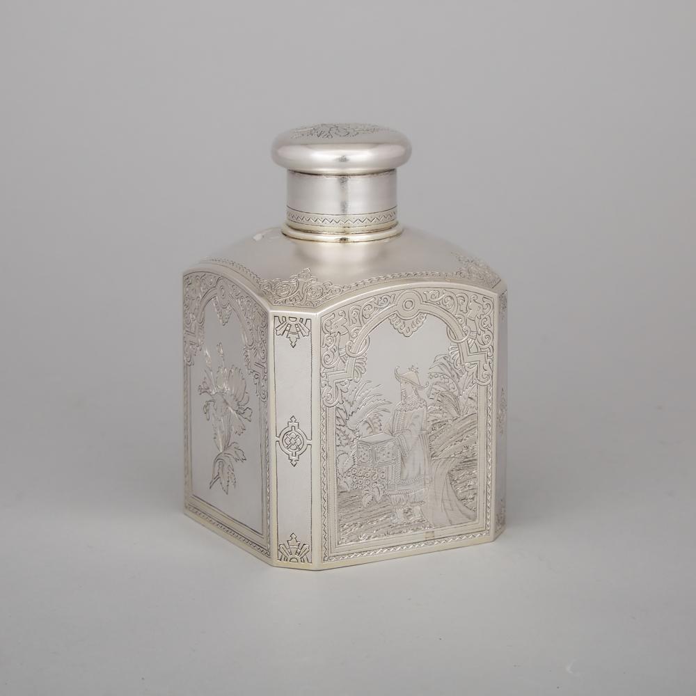 Russian Silver Tea Caddy, Moscow, late 19th century, height 5.1 in — 13 cm