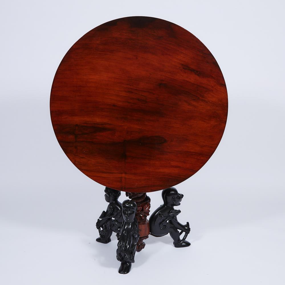 Anglo-Indian Rosewood and Ebony Centre-Hall Tilt Top Table, mid 19th century, height 30.5 in — 77.5 - Image 2 of 4