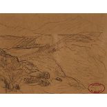 Henry Moret (1856-1913), COTE MARITIME, Pencil and charcoal on beige paper; stamped “Atelier H. More