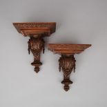 Pair of Neoclassical Parcel Gilt Carved Walnut Wall Brackets, 19th century, 8.5 x 7.5 x 5.5 in — 21.