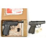 A Crosman 338 CO2 semi automatic BB repeater air pistol, VGC, in its carton with instruction