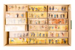40 HO gauge trackside figures by Preiser. Including; airmen, wedding party, German beer drinkers,