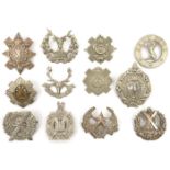 12 Scottish glengarry badges: R Scots, KOSB large, Cameronians WM, Black Watch with title, Vic