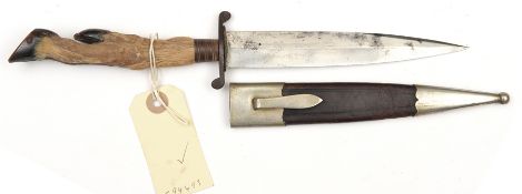 A 19th Century German hunting knife, 6” SE spear point blade (retains much original polish).