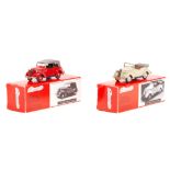 2 Somerville models. 2x Ford Anglia Tourer. 117A in red with brown interior and light grey soft top,