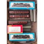 A quantity of OO gauge LMS/BR railway. 2x Airfix BR Class 4F 0-6-0 tender locomotives, 44557 and