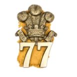 An OR’s 1874 pattern heavy quality cast brass glengarry badge of The 77th (E Middlesex) Regt, (543).