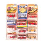 12 Matchbox Superfast No.17 The Londoner double deck buses. 8 in red livery – 3x Selfridges, 2x