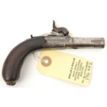 An 80 bore percussion boxlock pocket pistol c 1845, 5” overall, turn off barrel 1½”, B’ham proved,