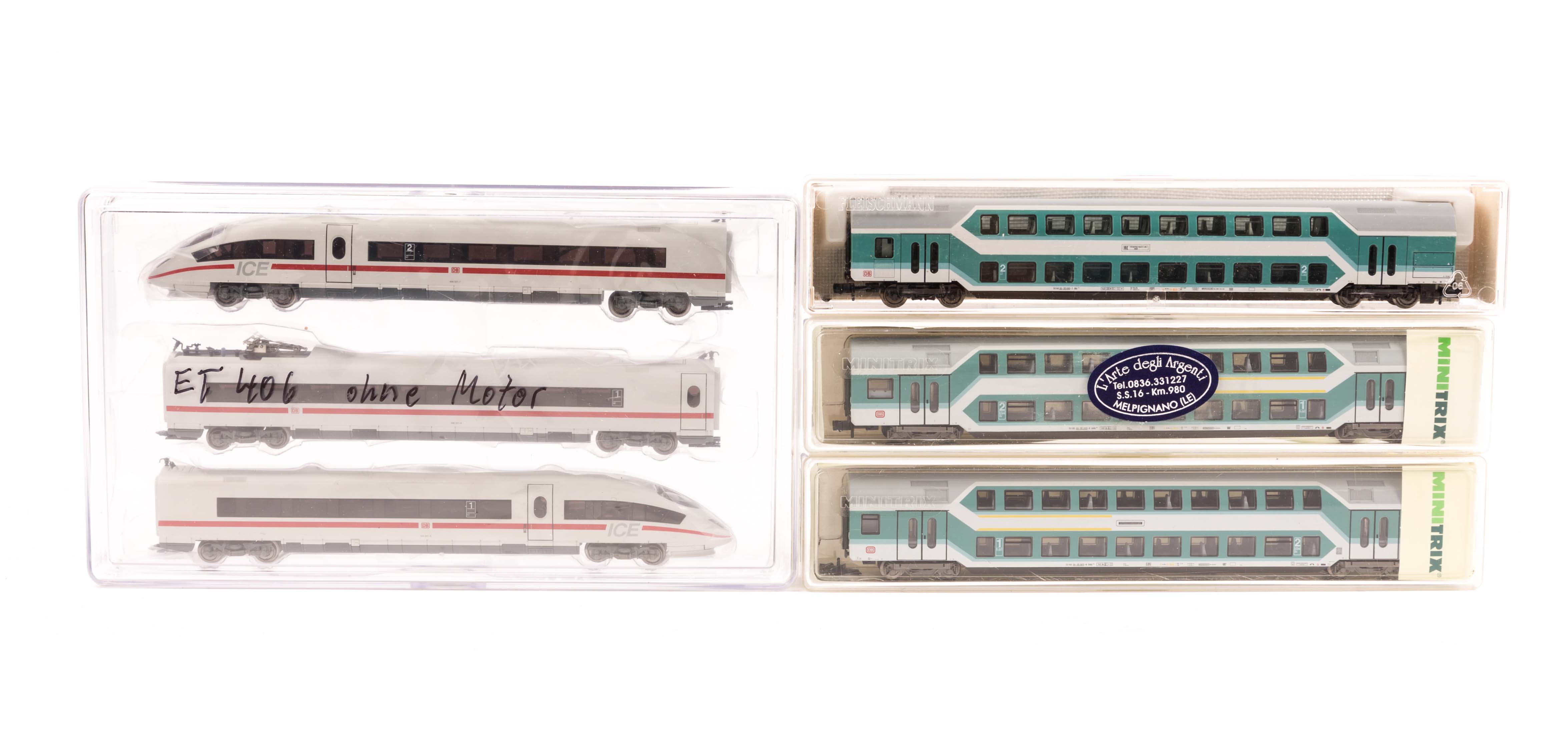 A small quantity of Minitrix and Fleischmann ‘Piccolo’ N gauge DB model railway. A 3 car ICE