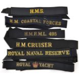 24 Naval cap tallies, comprising 12 old weave: H.M.R.M.L. 495, H.M.M.T.B, ERII Royal Yacht, H.M.