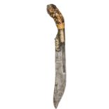 A Singalese knife Pia Kaetta, the heavy blade 8” x 1½” at widest point, the dark toned ivory hilt