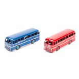 2 Dinky Toys Duple Roadmaster Leyland Royal Tiger coaches (29h). An example in red and another in
