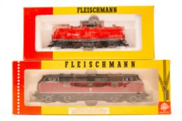 2 Fleischmann HO locomotives. A DB class V200 Bo-Bo diesel, 221 111-8 in maroon and dark grey