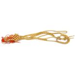 An ERII officer’s gilt shoulder cords, aiguilette finials of the Life Guards, scarlet backing.