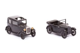 2 Wills Finecast Auto-Kits factory produced cars. The smaller 1:43 scale examples- an open topped