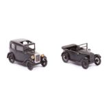 2 Wills Finecast Auto-Kits factory produced cars. The smaller 1:43 scale examples- an open topped