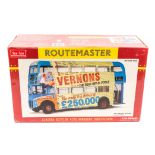 A Sunstar 1:24 scale Routemaster double decker bus. 2905 RM686 ‘WLT 686’ in Vernon’s Pools decaled