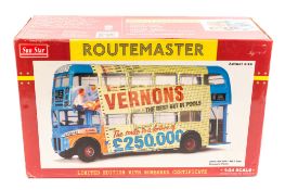 A Sunstar 1:24 scale Routemaster double decker bus. 2905 RM686 ‘WLT 686’ in Vernon’s Pools decaled